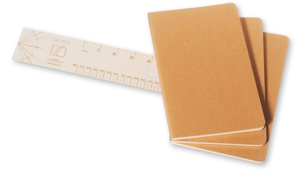 Schrift Moleskine 130x210mm blanco 160 pagina's 70gr kraft set à 3 stuks