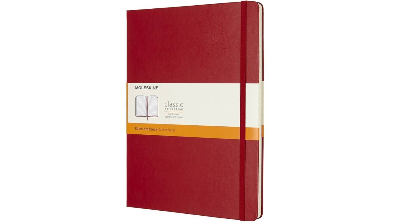 Notitieboek Moleskine XL 190x250mm lijn hard cover scarlet red