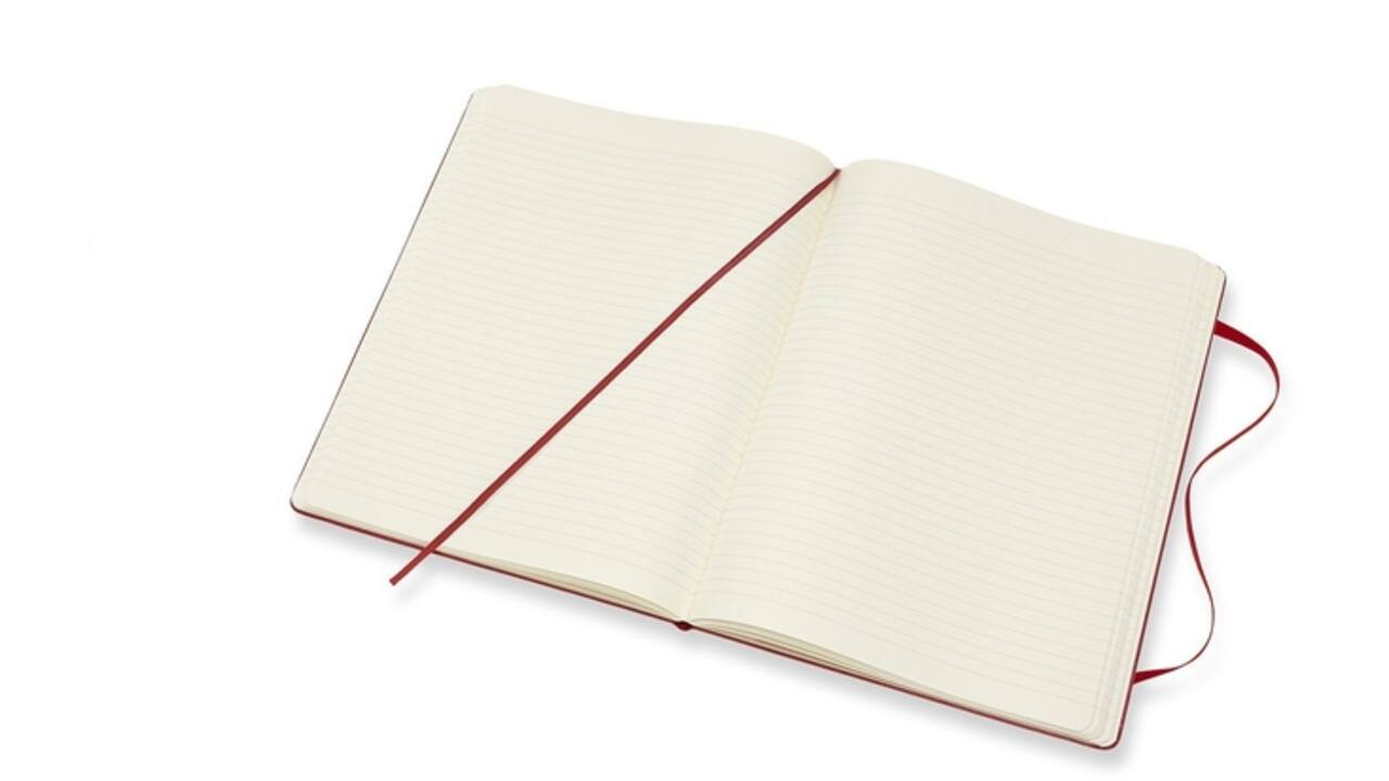 Notitieboek Moleskine XL 190x250mm lijn hard cover scarlet red