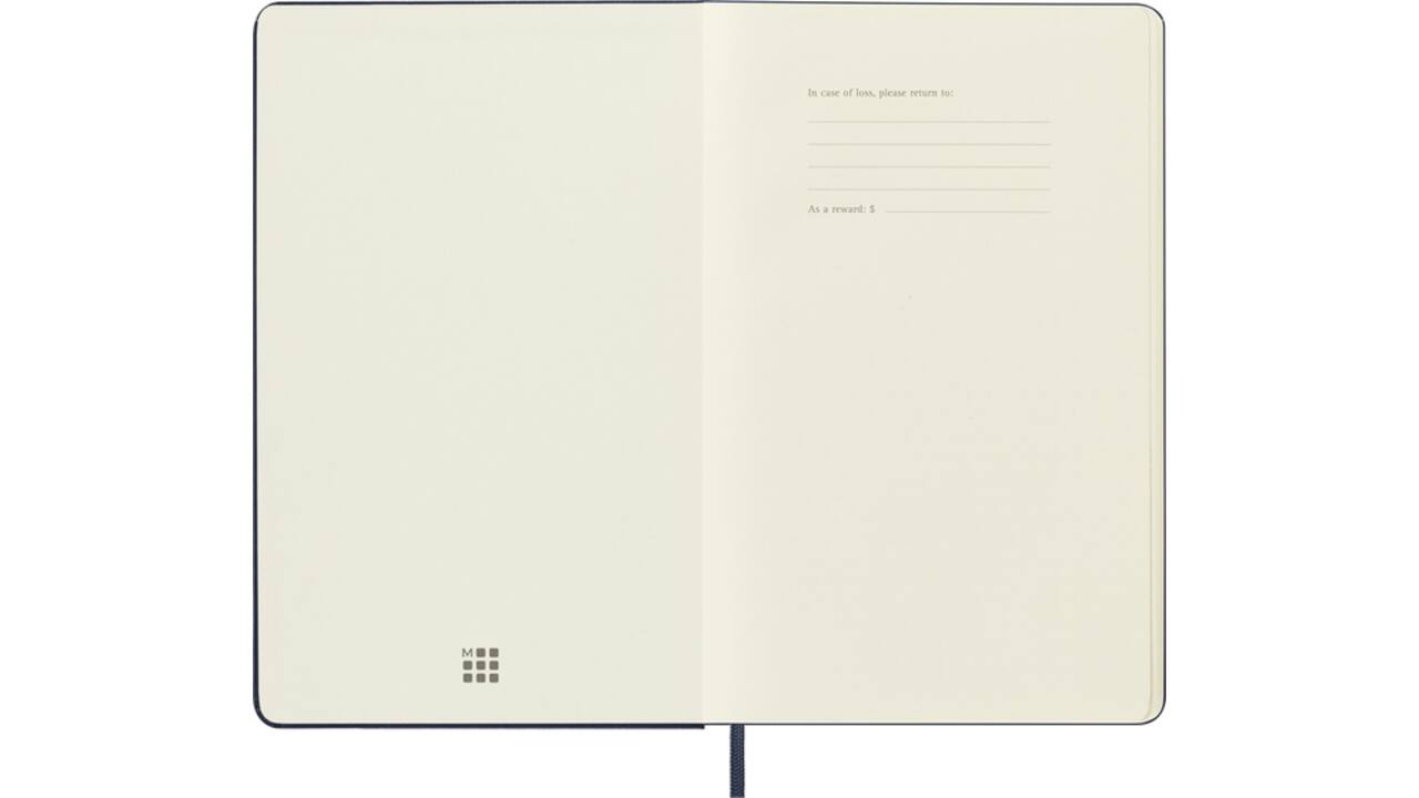 Notitieboek Moleskine large 130x210mm blanco hard cover sapphire blue