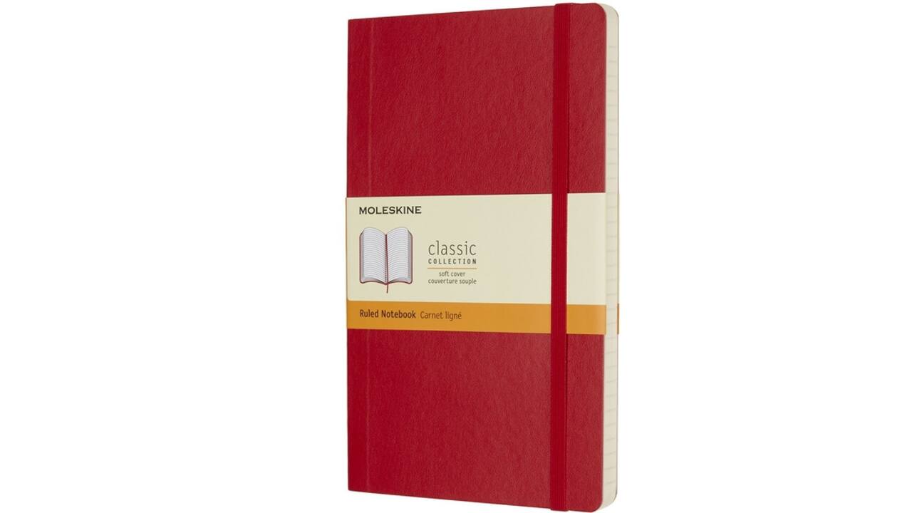 Notitieboek Moleskine large 130x210mm lijn soft cover scarlet red