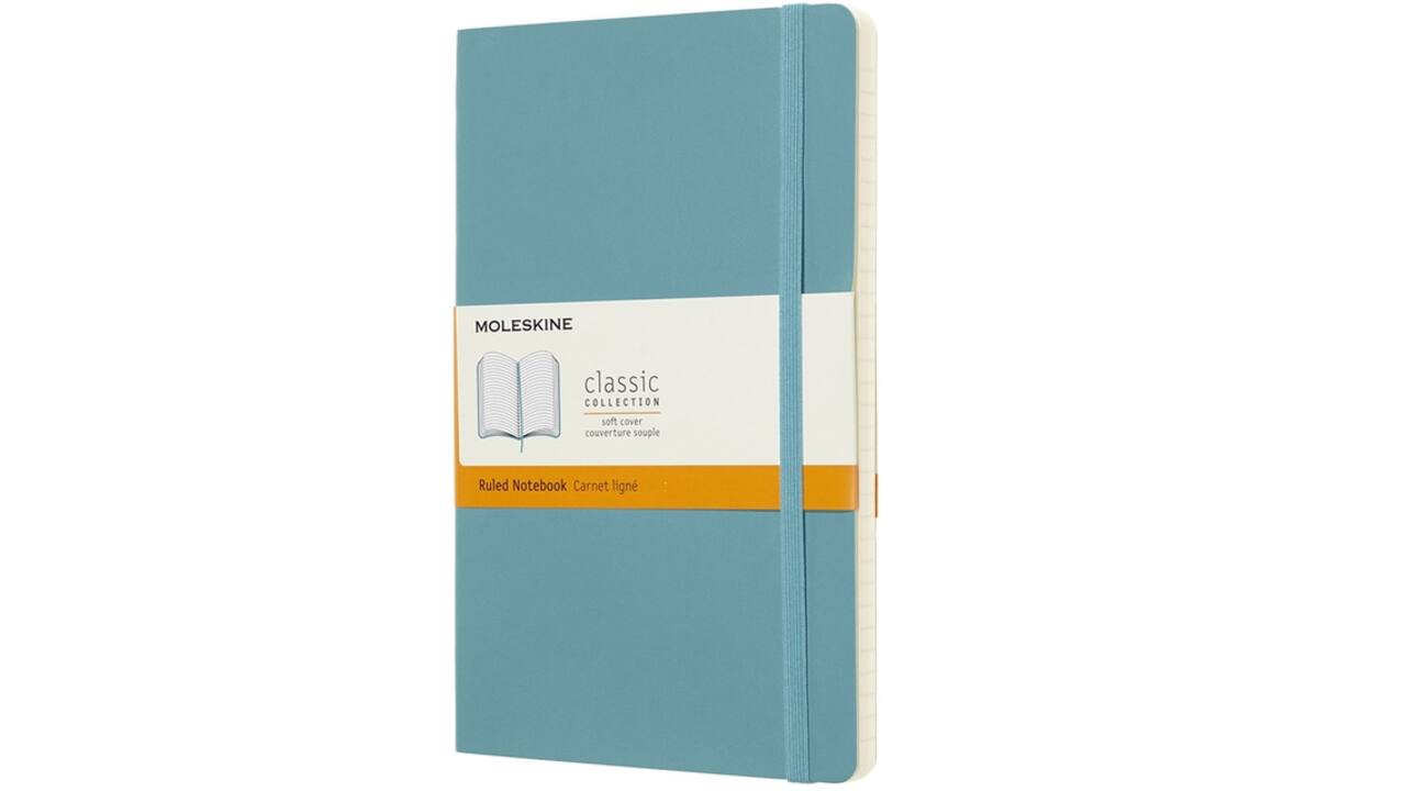 Notitieboek Moleskine large 130x210mm lijn soft cover reef blue