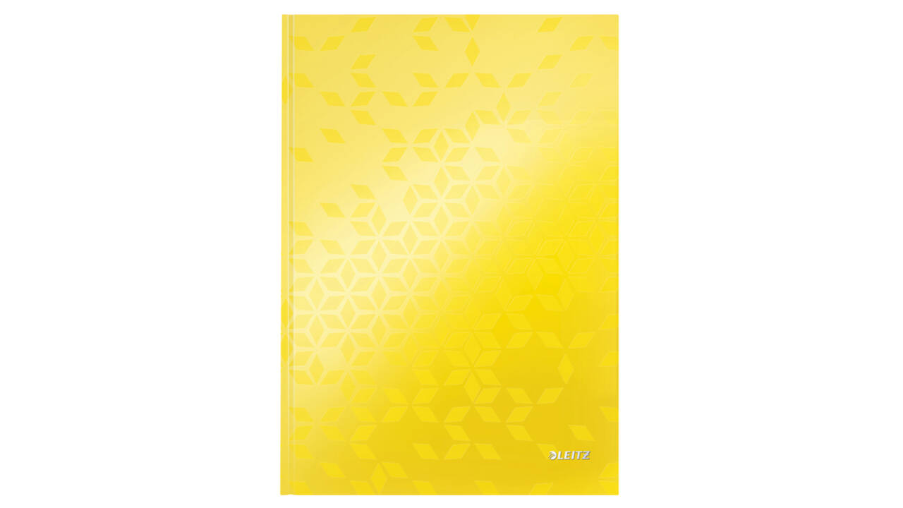Notitieboek Leitz WOW A4 160blz 90gr lijn geel