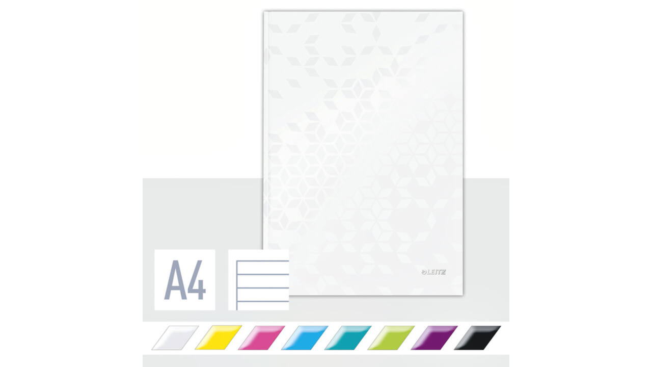 Notitieboek Leitz WOW A4 160blz 90gr lijn wit