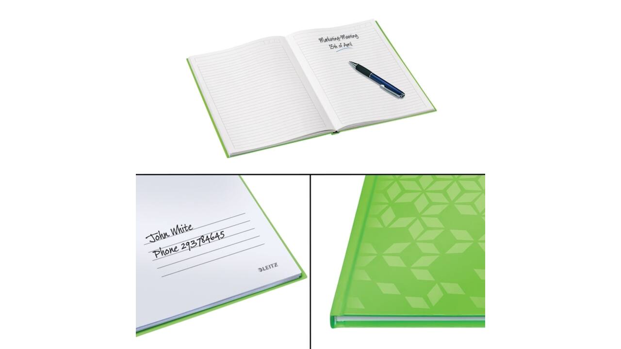 Notitieboek Leitz WOW A5 160blz 90gr lijn groen