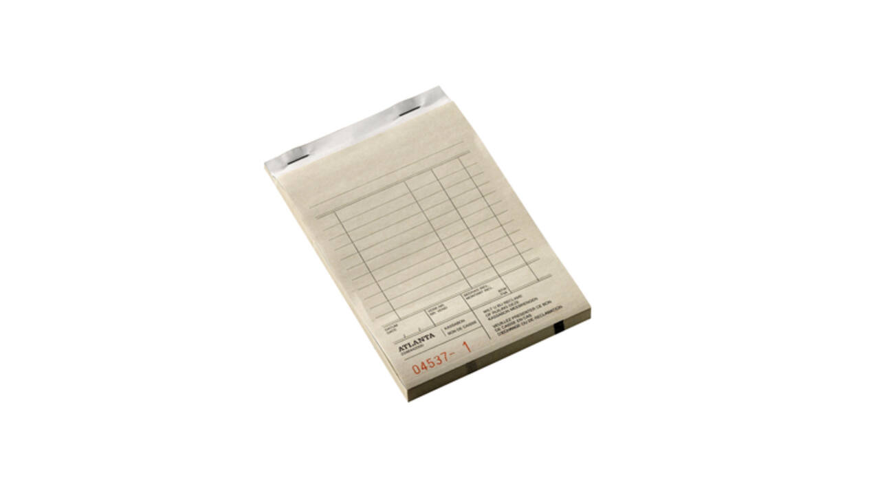 Kassablok Djois Atlanta met kopie (carbon) 142x100mm 50x2vel wit