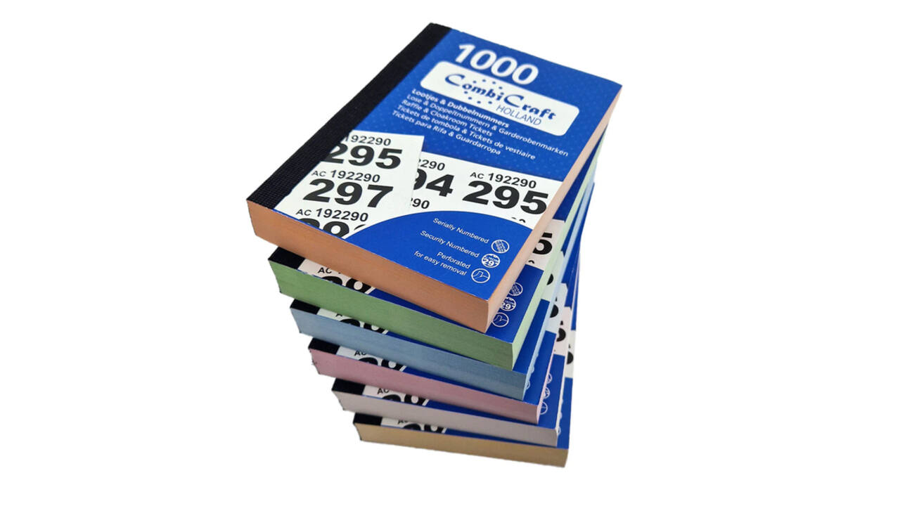 Nummerblok 1-1000 assorti 6 stuks