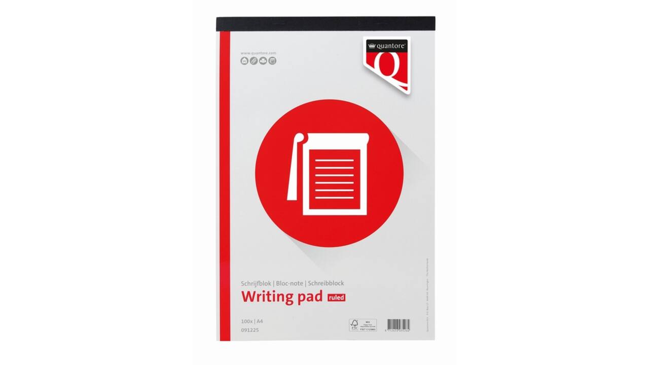 Schrijfblok Quantore A4 lijn 100vel 60gr