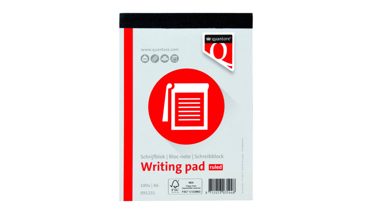 Schrijfblok Quantore A6 lijn 100vel 60 gr