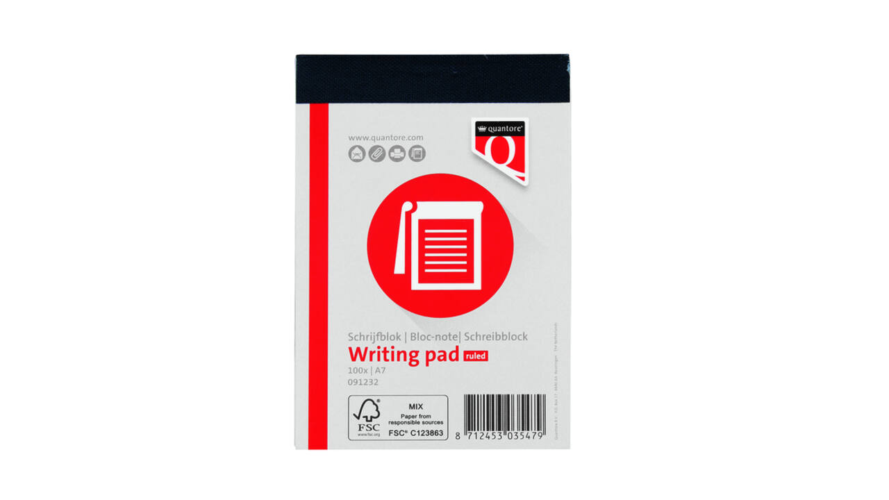 Schrijfblok Quantore A7 lijn 100vel 60gr