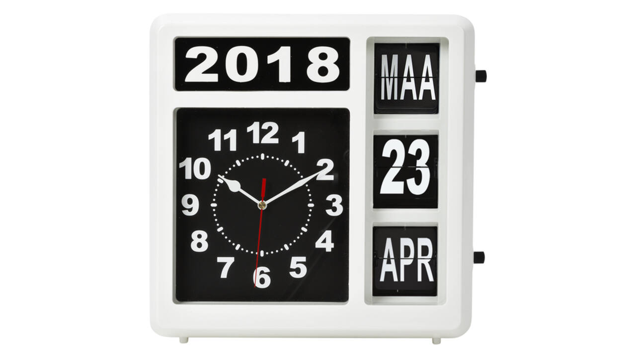Wandklok Perel analoog 310x310mm nederlandse versie wit