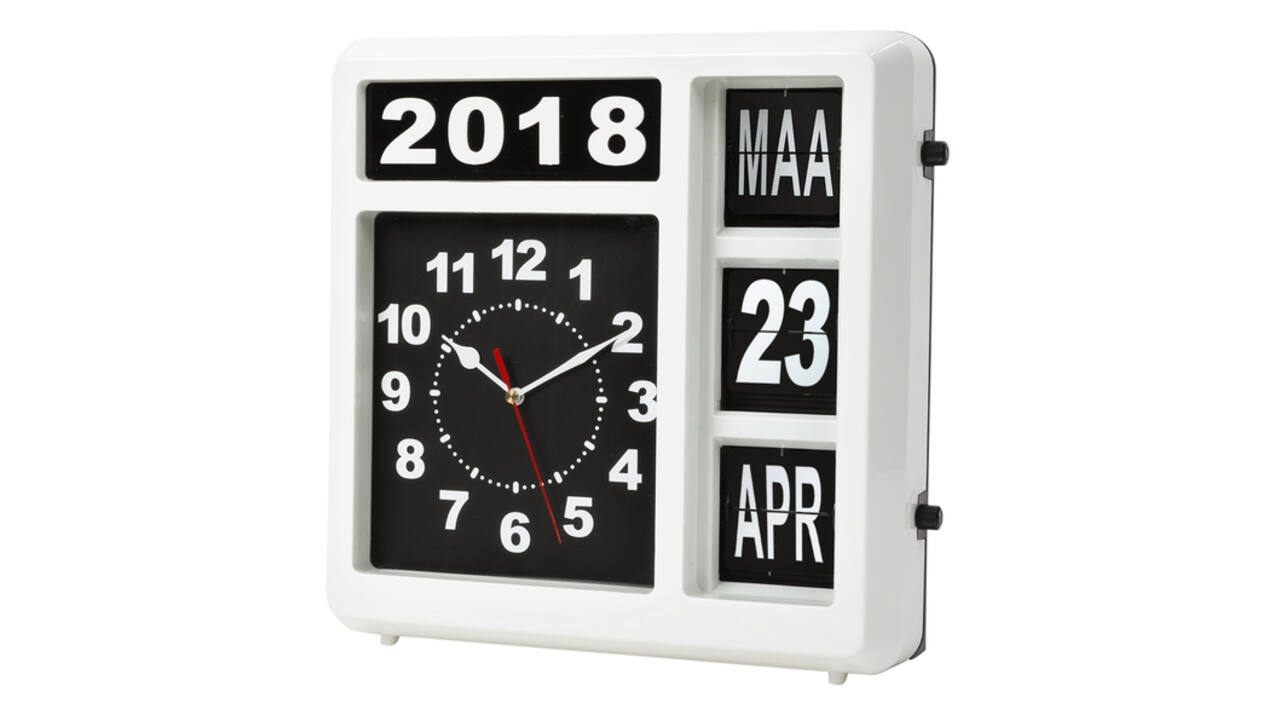 Wandklok Perel analoog 310x310mm nederlandse versie wit