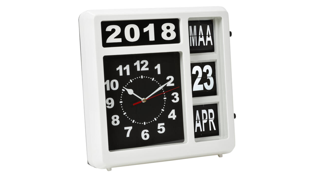 Wandklok Perel analoog 310x310mm nederlandse versie wit