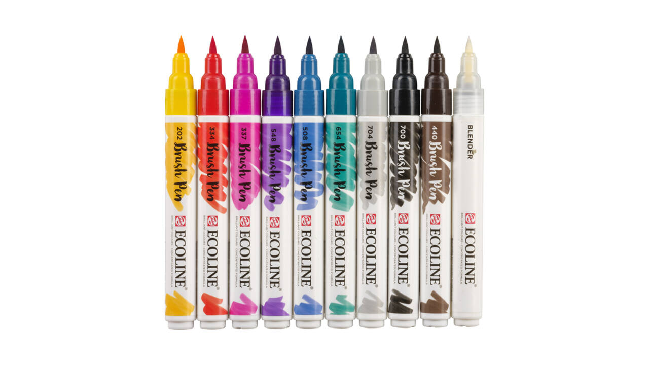 Brushpen Talens Ecoline set à 10 stuks handlettering