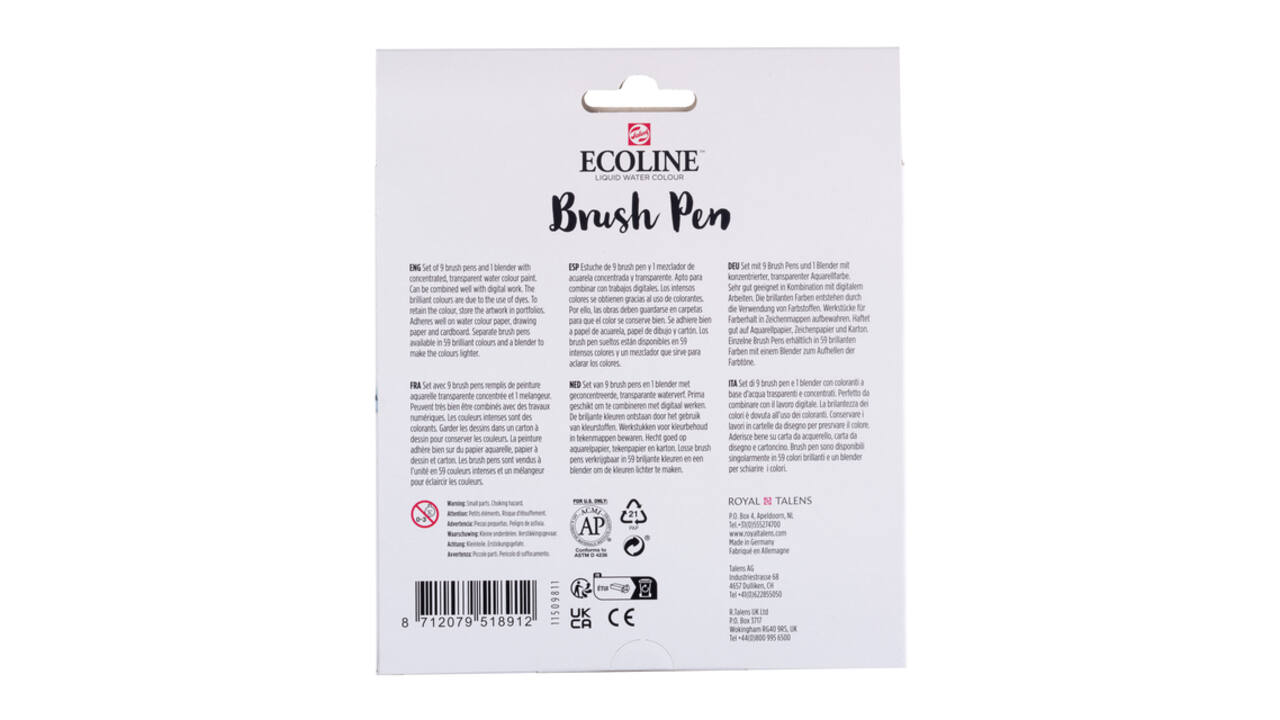 Brushpen Talens Ecoline set à 10 stuks pastel