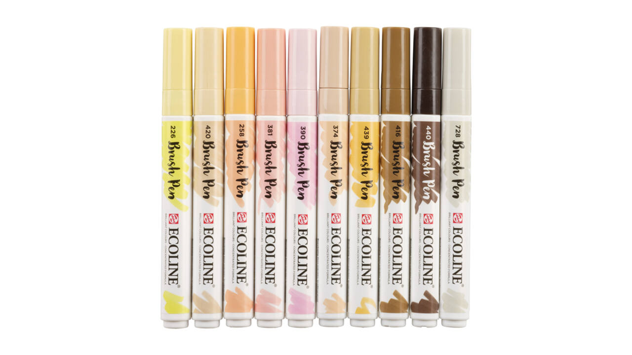 Brushpen Talens Ecoline set à 10 stuks huid