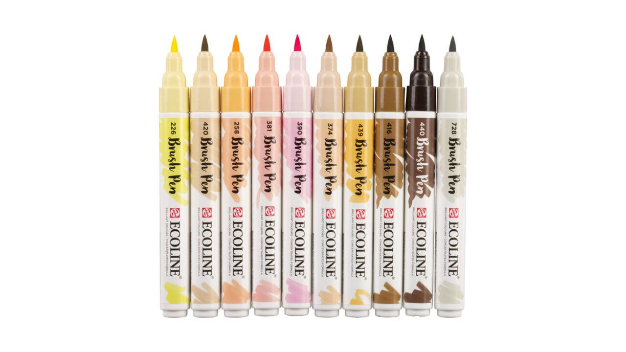 Brushpen Talens Ecoline set à 10 stuks huid
