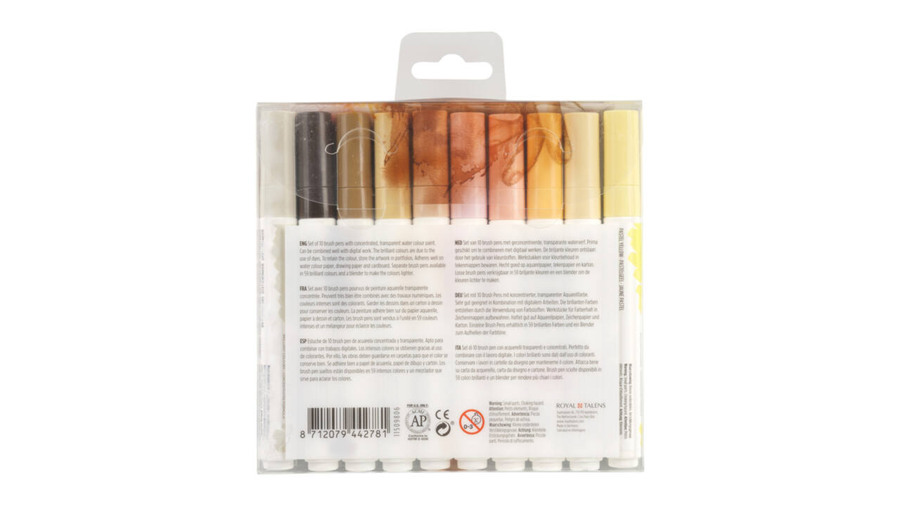 Brushpen Talens Ecoline set à 10 stuks huid