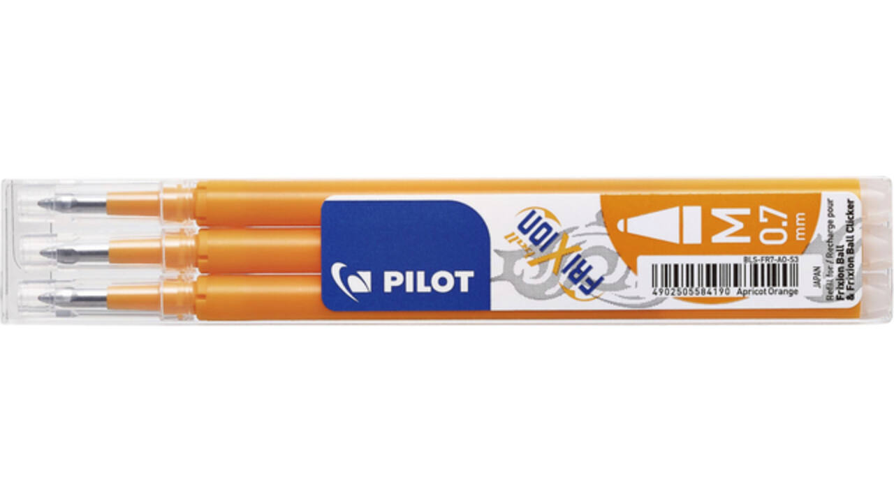 Rollerpenvulling Pilot friXion medium abrikoos oranje set à 3 stuks