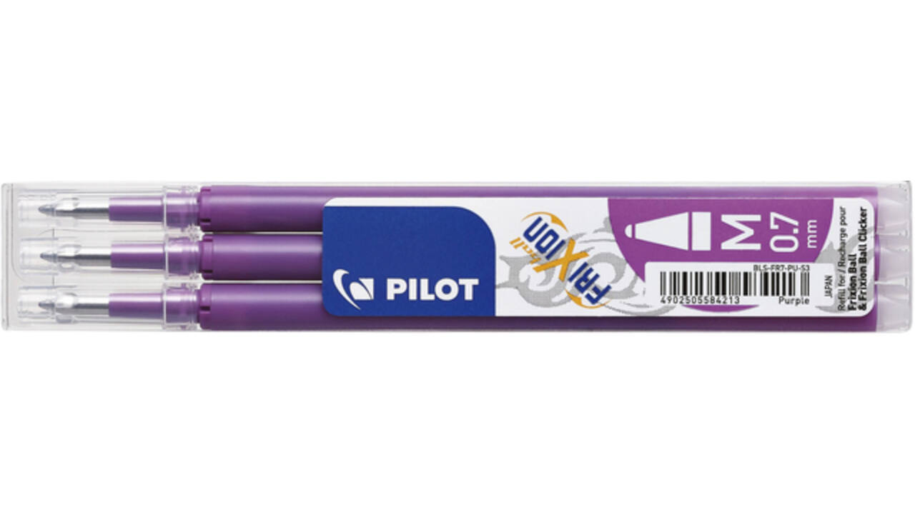 Rollerpenvulling Pilot friXion medium paars set à 3 stuks
