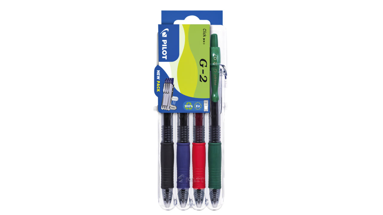 Gelschrijver Pilot clicker medium basis assorti Set2Go à 4 stuks