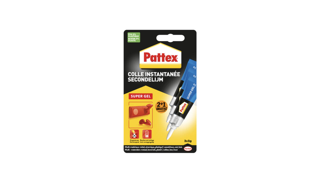 Secondelijm Pattex super gel 3 gram blister 2+1 gratis