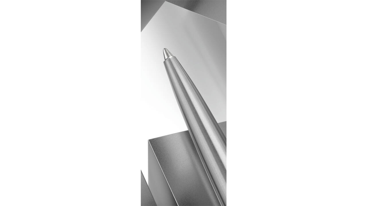 Balpen Parker Jotter XL Monochrome stainless steel M blister à 1 stuk