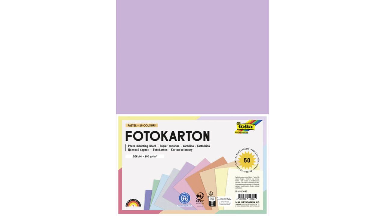 Fotokarton Folia 300gr A4 50vel pastelkleuren