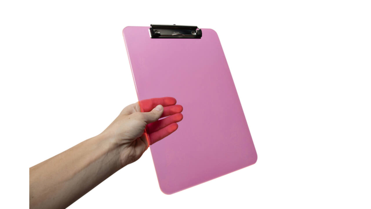 Klembord MAUL A4 staand transparant PS neon roze
