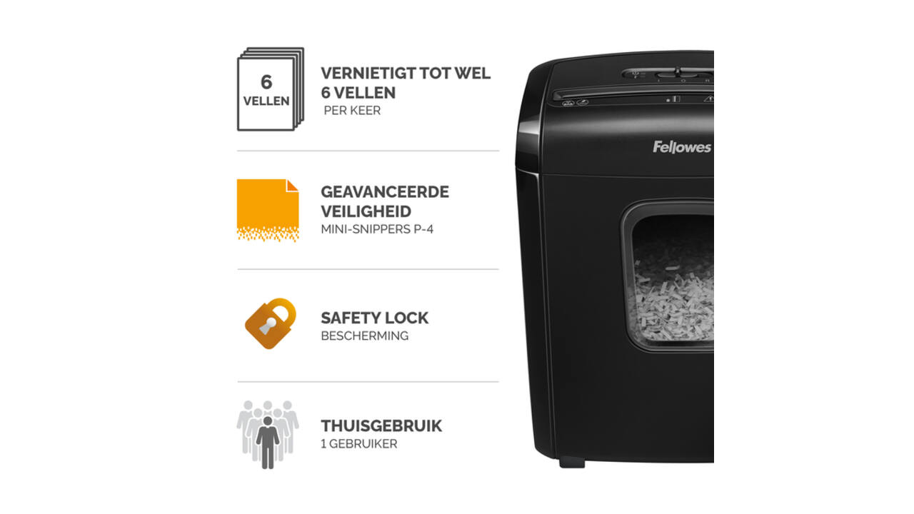 Papiervernietiger Fellowes Powershred 6M snippers 4x12mm