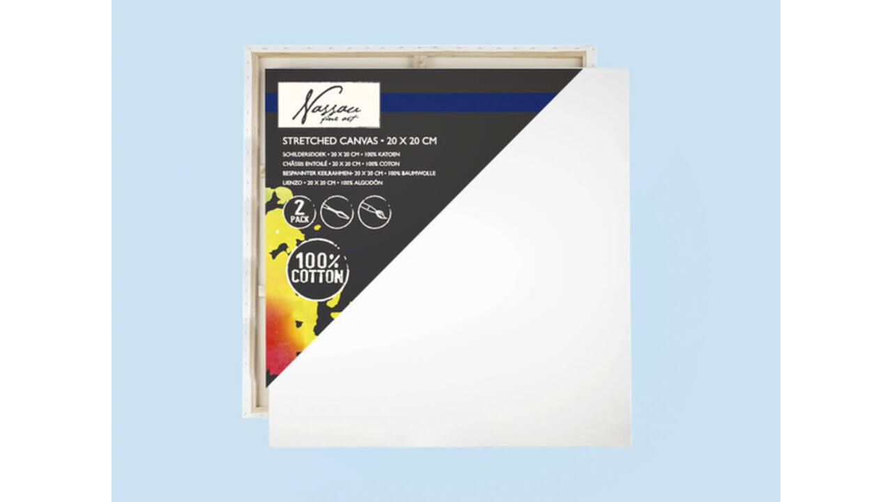 Canvas Nassau fine art 20x20cm 100% katoen 2 stuks