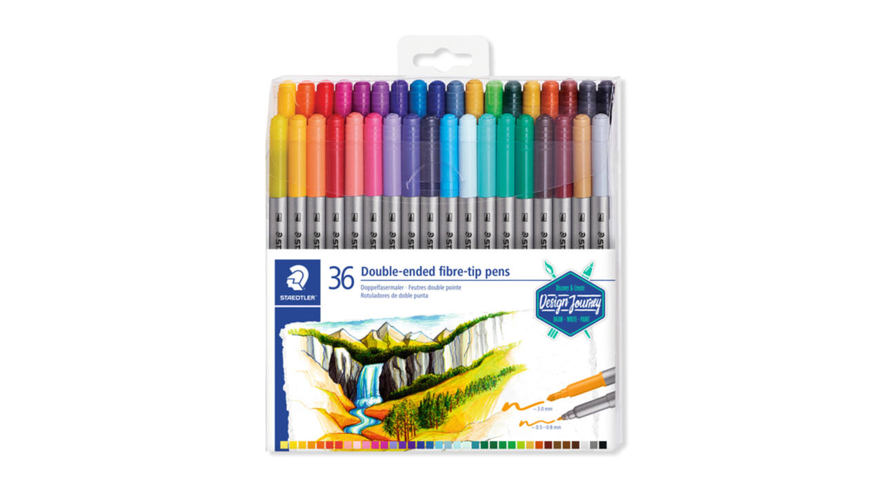 Kleurstift Staedtler 3200 dubbele punt fijn en ultrafijn assorti 36st
