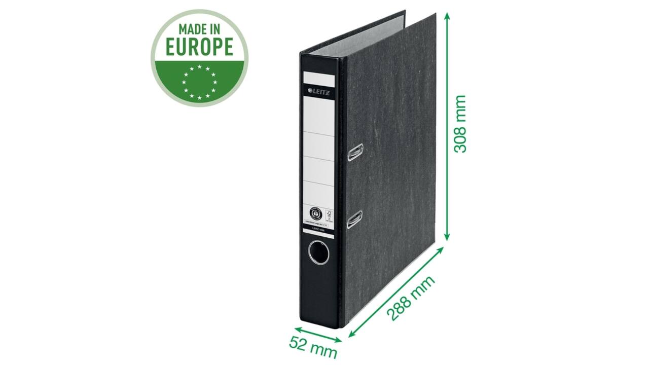 Ordner Leitz 1050 klassiek gewolkt 180° 50mm karton A4 zwart
