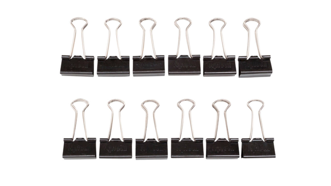 Papierklem MAUL 215 foldback 25mm capaciteit 9mm zwart 12 stuks