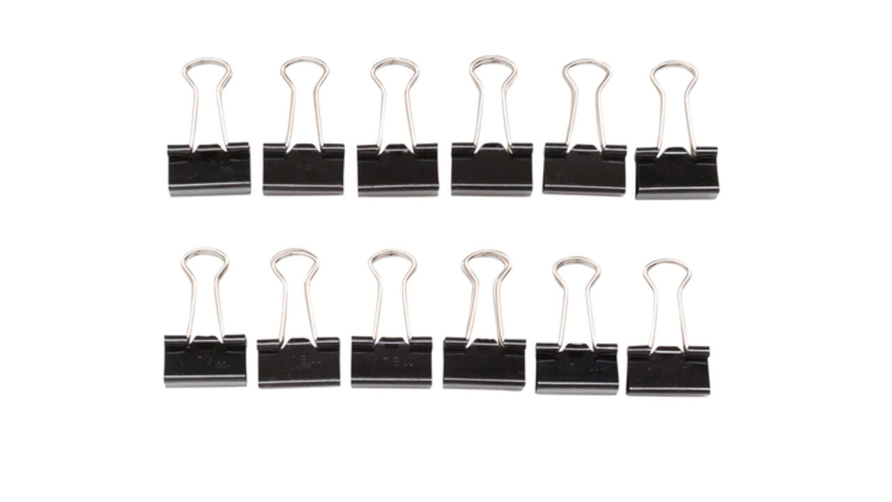 Papierklem MAUL 215 foldback 16mm capaciteit 5mm zwart 12 stuks