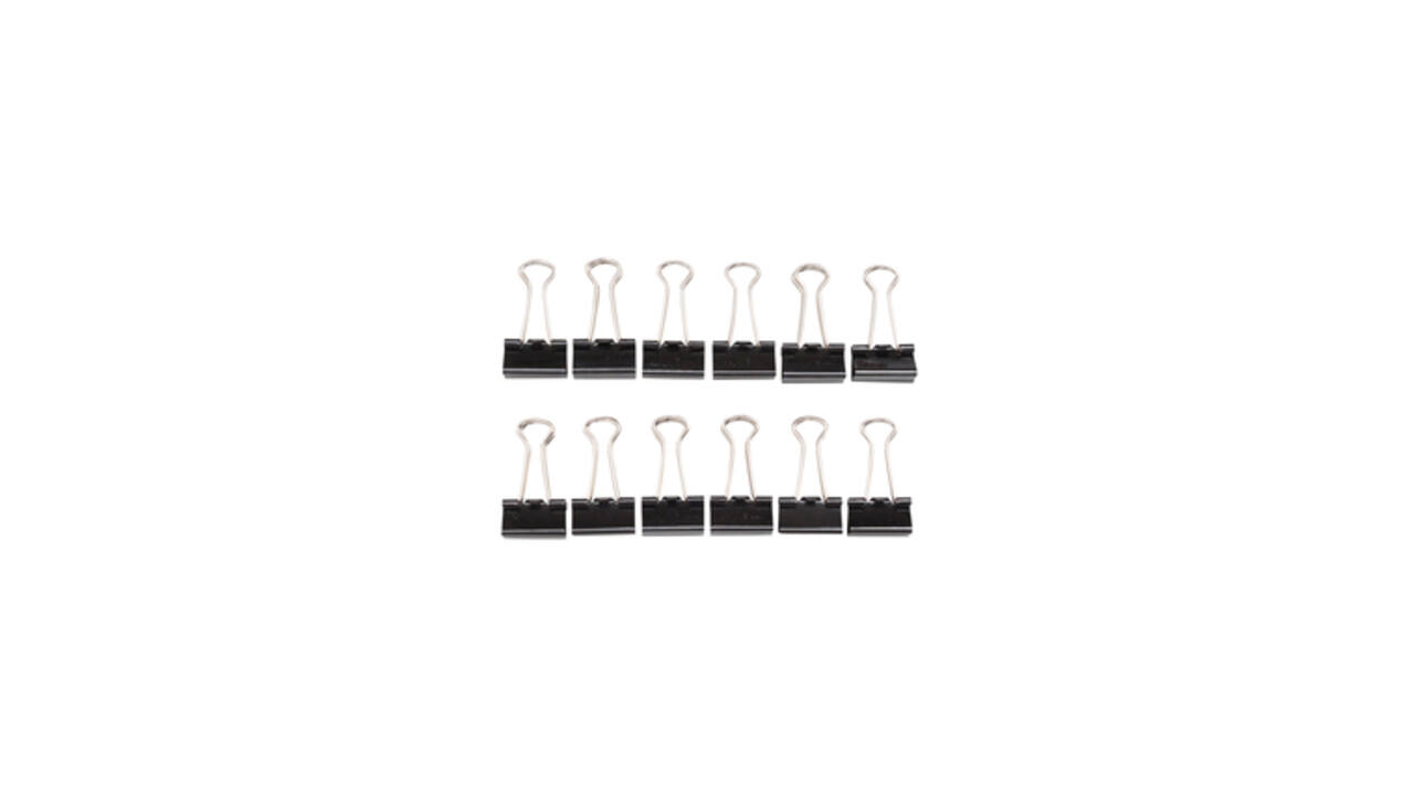 Papierklem MAUL foldback 215 19mm zwart 12 stuks