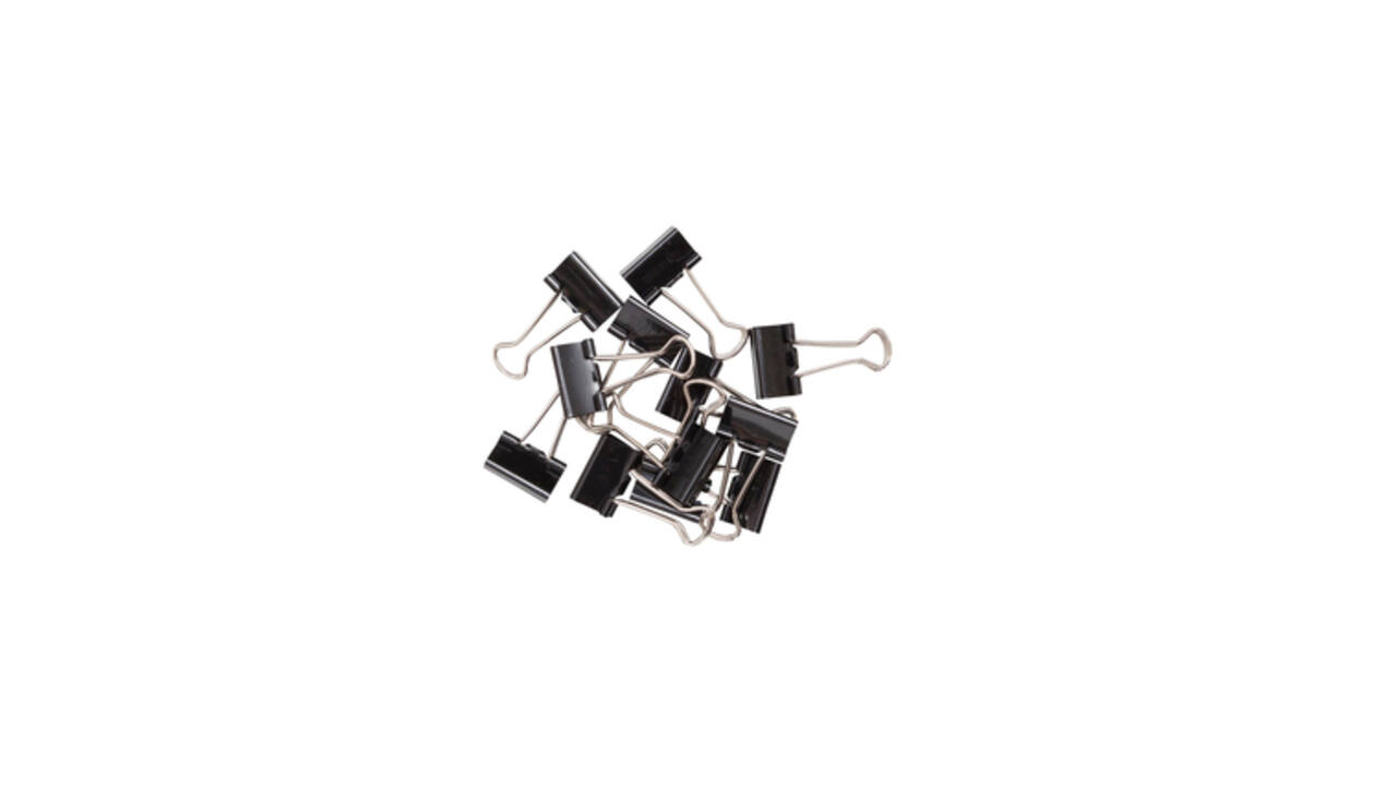 Papierklem MAUL foldback 215 19mm zwart 12 stuks