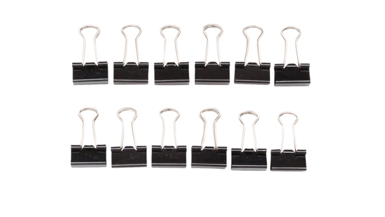 Papierklem MAUL foldback 215 19mm zwart 12 stuks