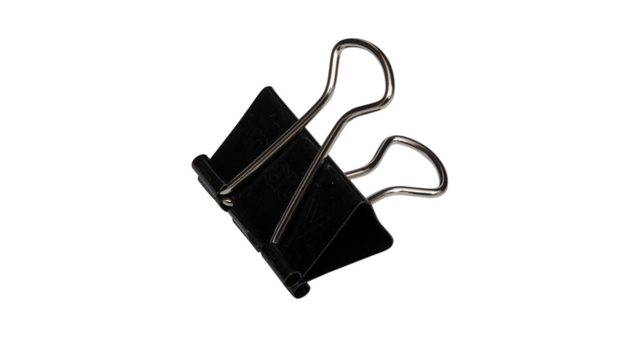 Papierklem MAUL foldback 215 13mm zwart 12 stuks