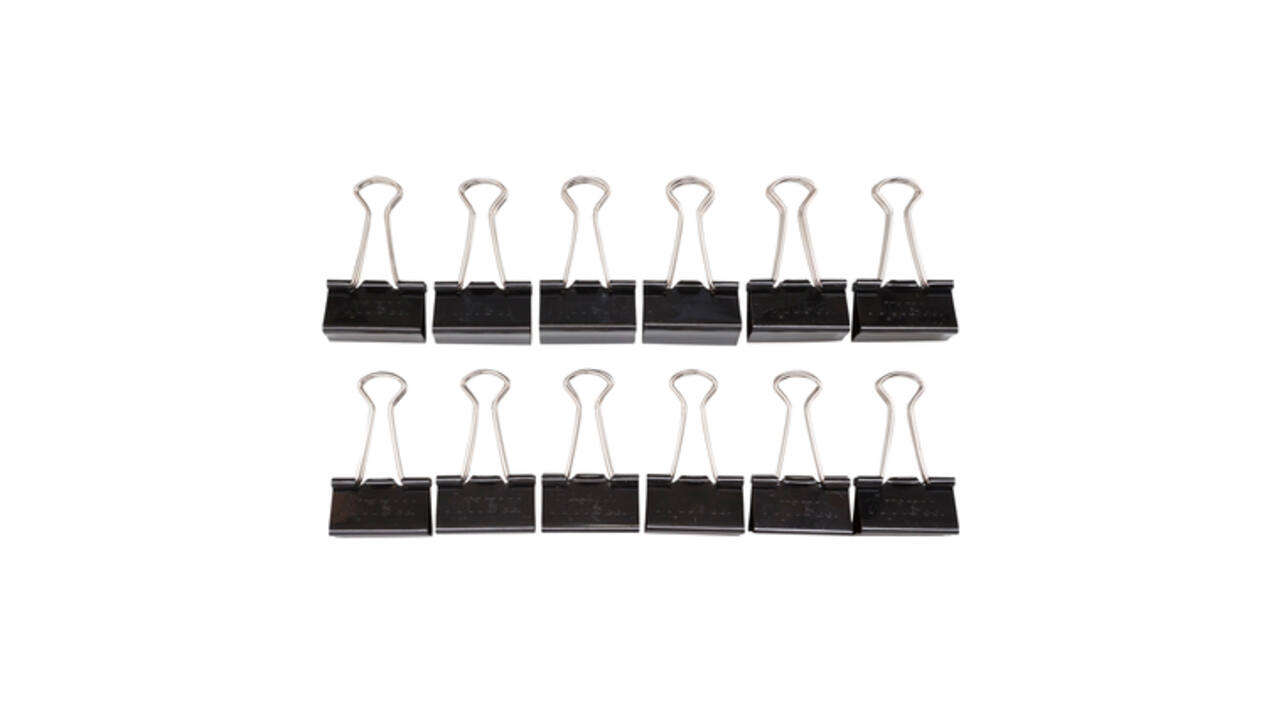 Papierklem MAUL foldback 215 13mm zwart 12 stuks