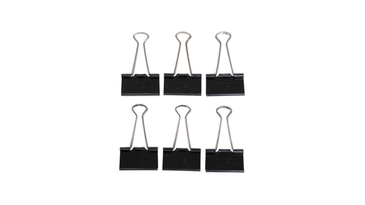Papierklem MAUL foldback 215 19mm zwart 6 stuks