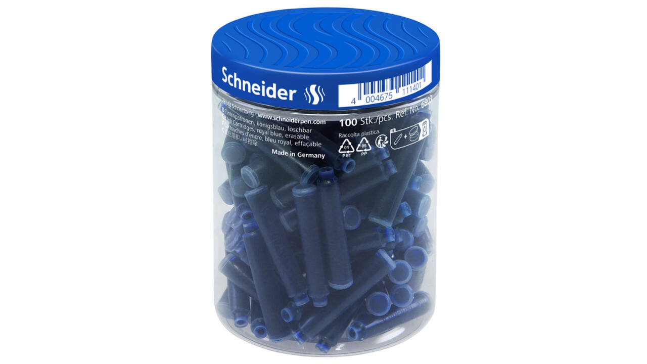 Inktpatroon Schneider din koningsblauw pot à 100 stuks