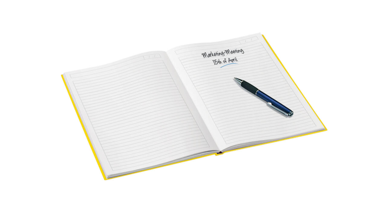 Notitieboek Leitz WOW A4 160blz 90gr lijn geel