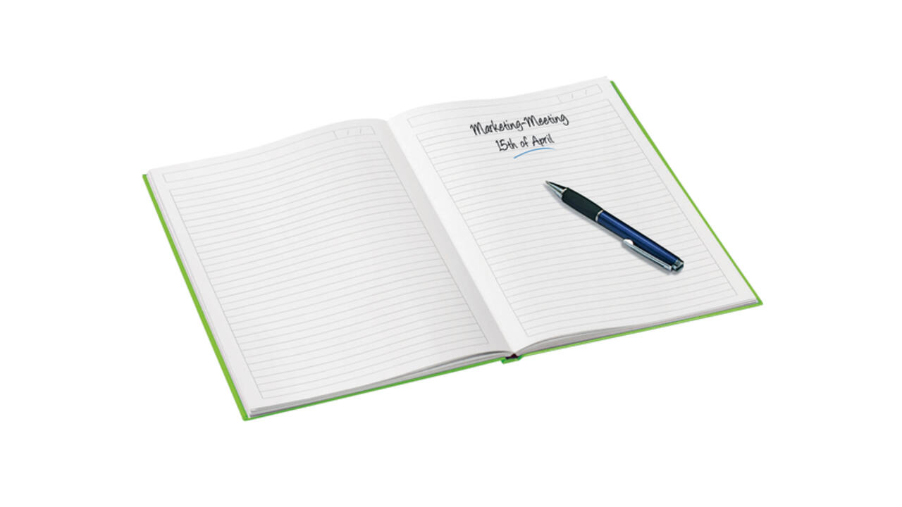 Notitieboek Leitz WOW A4 160blz 90gr lijn groen