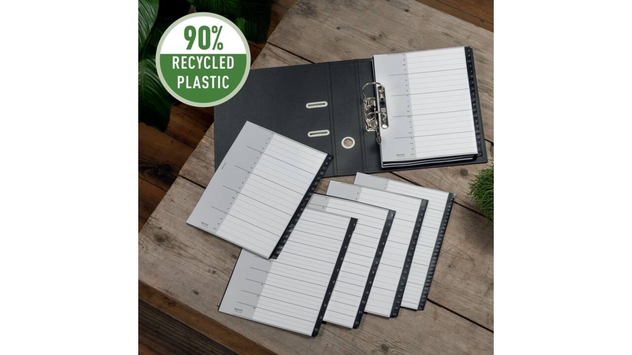 Tabblad Leitz Recycle A4 11-gaats 1-20 extra breed PP