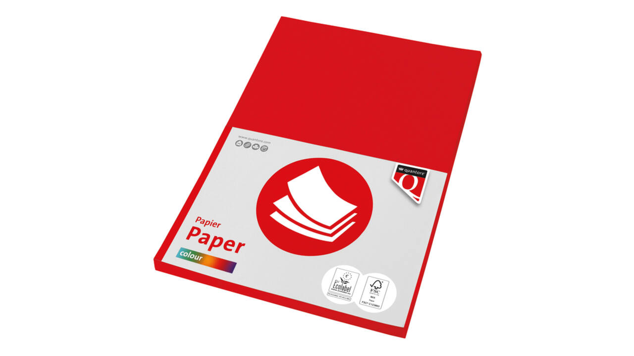 Kopieerpapier Quantore Colour A4 80gr felrood 100 vel