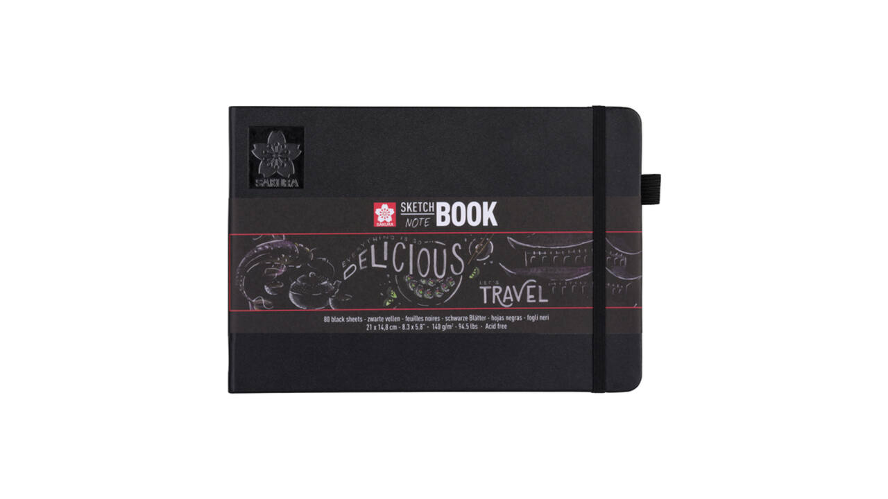 Schetsboek Sakura 80 zwarte vellen 140gr 210x148mm zwart