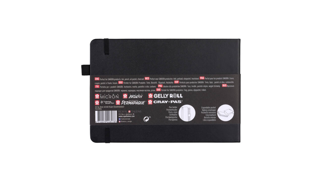Schetsboek Sakura 80 zwarte vellen 140gr 210x148mm zwart