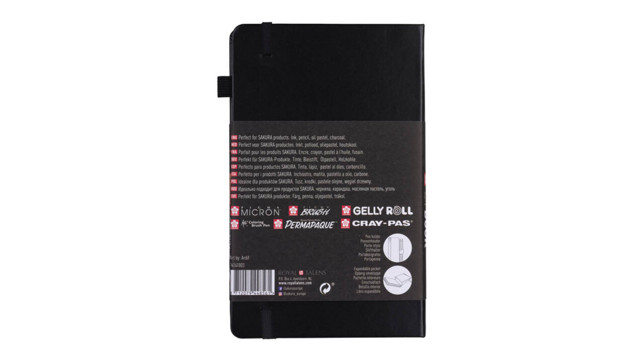 Schetsboek Sakura 80 zwarte vellen 140gr 130x210mm zwart