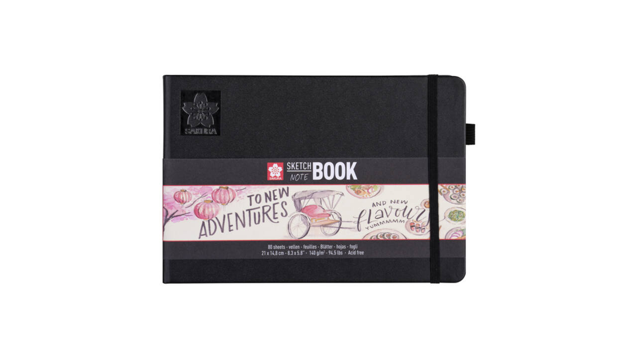 Schetsboek Sakura 80 witte vellen 140gr 210x148mm zwart